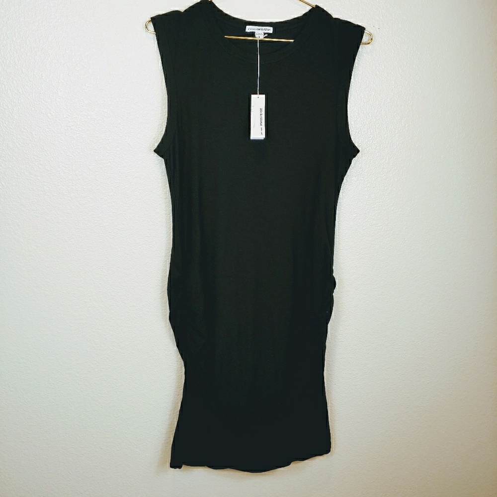 James Perse black ruched sleeveless dress sz 3 nwt